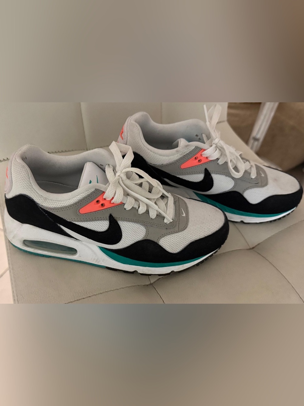 Nike Women's White Black Grey Sneakers with Teal & Coral Accents